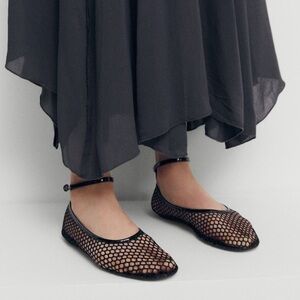 Mango Black Mesh Ballet Flats